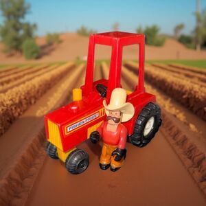Vintage 1979 1980 FISHER PRICE HUSKY HELPERS Farmer & Tractor Set